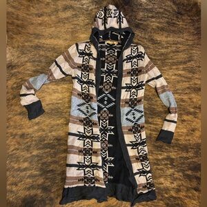 Belldini Geometric Hooded Cardigan